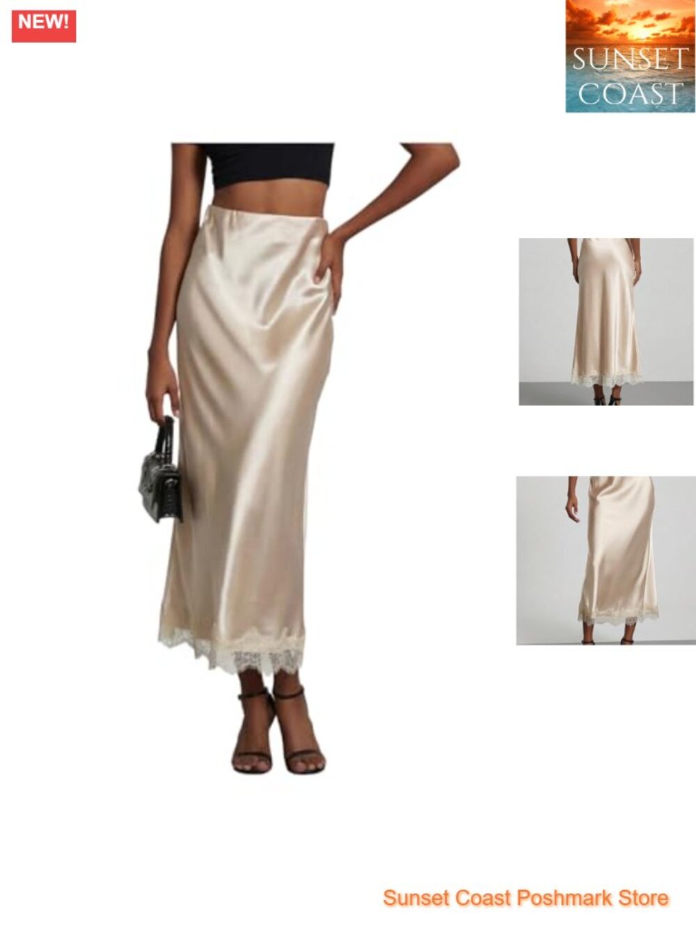 Satin Maxi High Waisted A-Line Fishtail Skirt